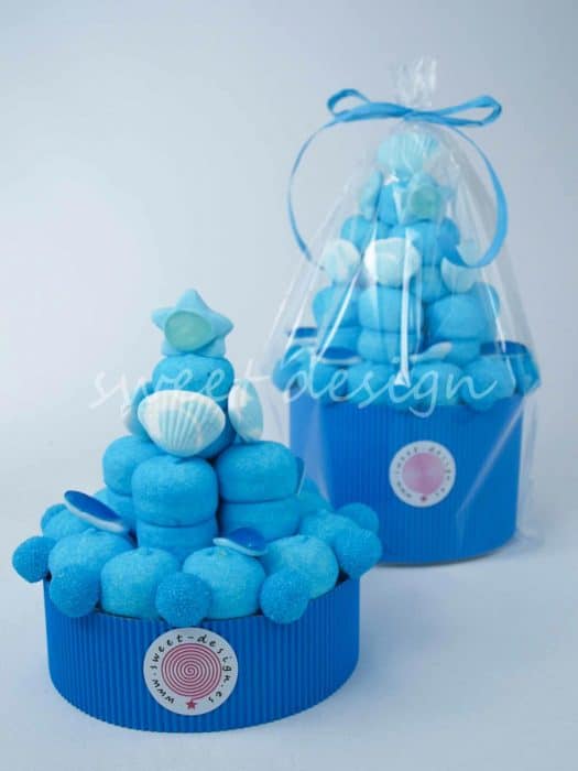 Tarta de chuches color azul