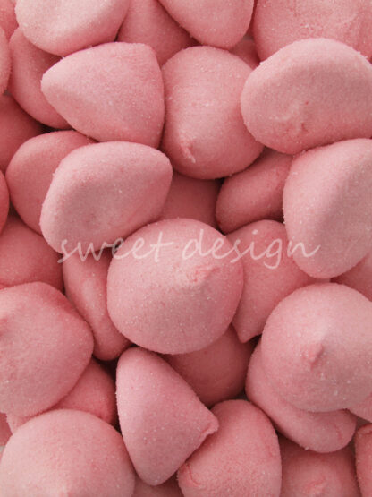 Esponjas rosas rellenas de gelatina de fresa