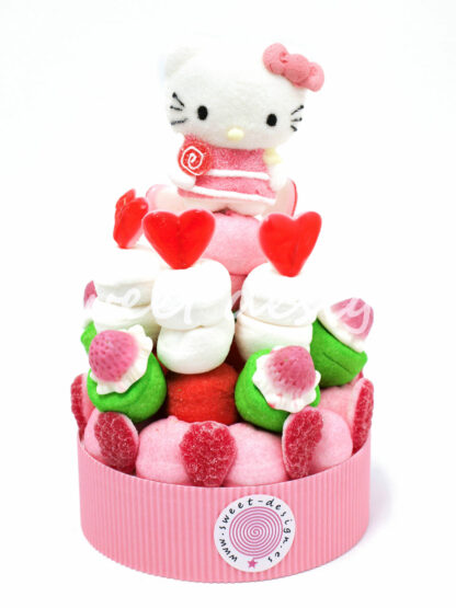 Tarta de chucherías rosas de Hello Kitty