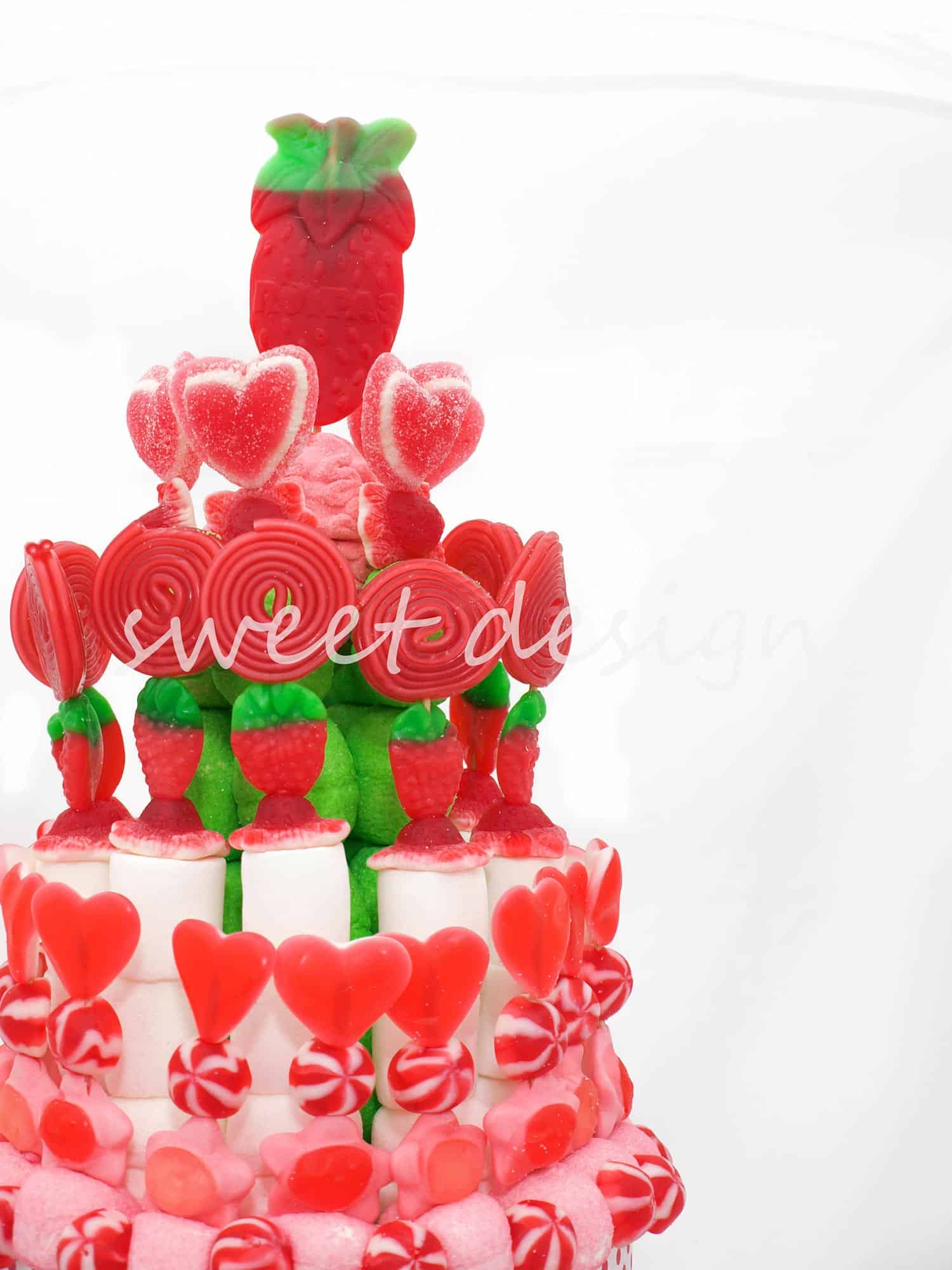 Tarta de Tres Pisos XXL en Rojo-Rosa-Verde - Sweet Design