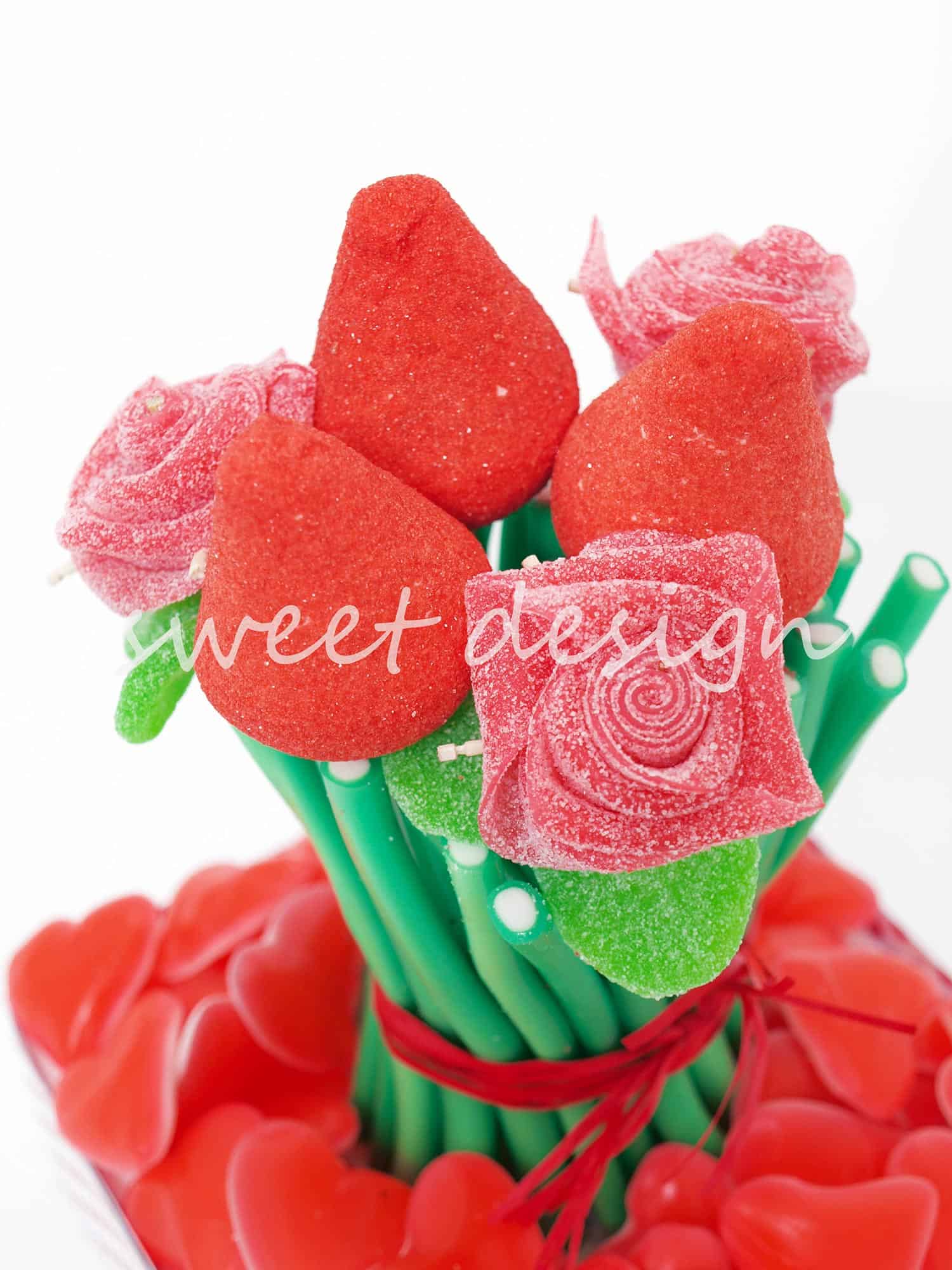 Ramo de Rosas Dulces en Cajita Transparente - Sweet Design chuches